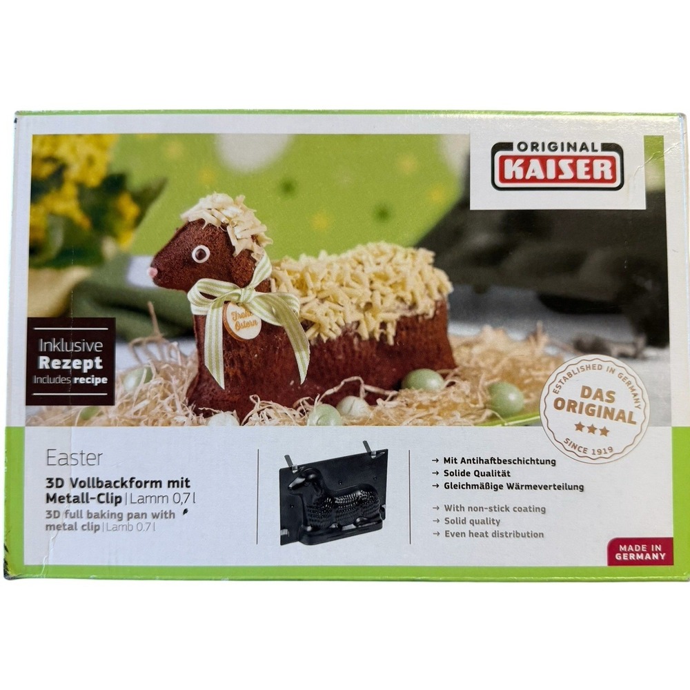 KAISER 3D Easter Lamb Cake Mold Backform Lammform 658902 Germany Metal Clips GUC